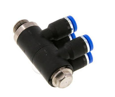 4mm x G1/8'' 4-Wege-Verteiler-Steckverschraubung mit Außengewinde Messing/PA 66 NBR drehbar