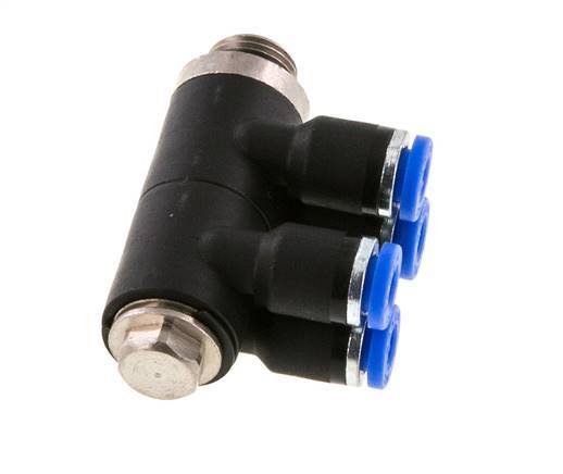 4mm x G1/8'' 4-Wege-Verteiler-Steckverschraubung mit Außengewinde Messing/PA 66 NBR drehbar