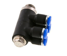 4mm x G1/8'' 4-Wege-Verteiler-Steckverschraubung mit Außengewinde Messing/PA 66 NBR drehbar