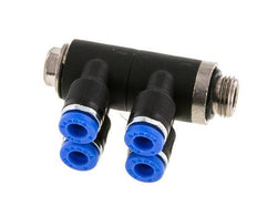 4mm x G1/8'' 4-Wege-Verteiler-Steckverschraubung mit Außengewinde Messing/PA 66 NBR drehbar