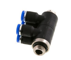 4mm x G1/8'' 4-Wege-Verteiler-Steckverschraubung mit Außengewinde Messing/PA 66 NBR drehbar