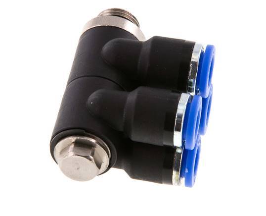 6mm x G1/8'' 4-Wege-Verteiler-Steckverschraubung mit Außengewinde Messing/PA 66 NBR drehbar