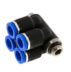 8mm x G1/8'' 4-Wege-Verteiler-Steckverschraubung mit Außengewinde Messing/PA 66 NBR drehbar
