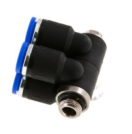 8mm x G1/8'' 4-Wege-Verteiler-Steckverschraubung mit Außengewinde Messing/PA 66 NBR drehbar