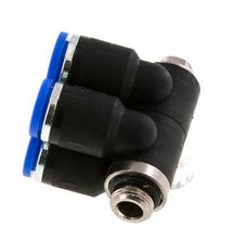 8mm x G1/8'' 4-Wege-Verteiler-Steckverschraubung mit Außengewinde Messing/PA 66 NBR drehbar