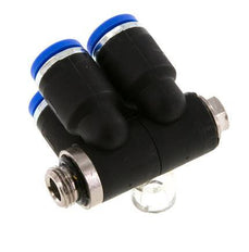 8mm x G1/8'' 4-Wege-Verteiler-Steckverschraubung mit Außengewinde Messing/PA 66 NBR drehbar