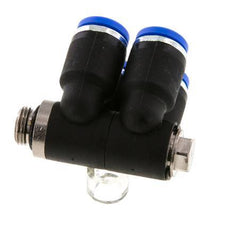 8mm x G1/8'' 4-Wege-Verteiler-Steckverschraubung mit Außengewinde Messing/PA 66 NBR drehbar