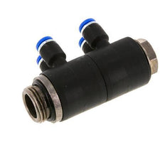 4mm x G3/8'' 4-Wege-Verteiler-Steckverschraubung mit Außengewinde Messing/PA 66 NBR drehbar