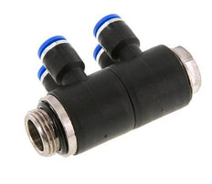 6mm x G3/8'' 4-Wege-Verteiler-Steckverschraubung mit Außengewinde Messing/PA 66 NBR drehbar