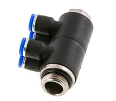 6mm x G3/8'' 4-Wege-Verteiler-Steckverschraubung mit Außengewinde Messing/PA 66 NBR drehbar