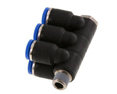 8mm x R1/8'' 6-Wege-Ventil-Steckverschraubung mit Außengewinde Messing/PA 66 NBR drehbar