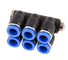 8mm x G1/8'' 6-Wege-Ventil-Steckverschraubung mit Außengewinde Messing/PA 66 NBR drehbar