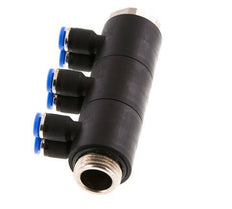 4mm x G3/8'' 6-Wege-Ventil-Steckverschraubung mit Außengewinde Messing/PA 66 NBR drehbar