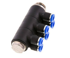 6mm x G3/8'' 6-Wege-Ventil-Steckverschraubung mit Außengewinde Messing/PA 66 NBR drehbar
