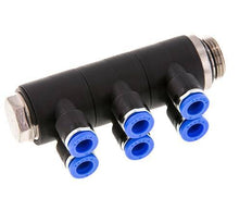 6mm x G3/8'' 6-Wege-Ventil-Steckverschraubung mit Außengewinde Messing/PA 66 NBR drehbar