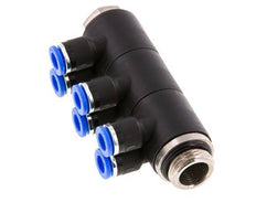 6mm x G3/8'' 6-Wege-Ventil-Steckverschraubung mit Außengewinde Messing/PA 66 NBR drehbar