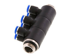6mm x G3/8'' 6-Wege-Ventil-Steckverschraubung mit Außengewinde Messing/PA 66 NBR drehbar