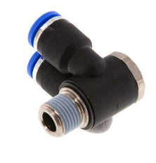 6mm x R1/8'' Doppeltes 90-Grad-Winkel-Steckfitting mit Außengewinde Messing/PA 66 NBR drehbar [2 Stück]