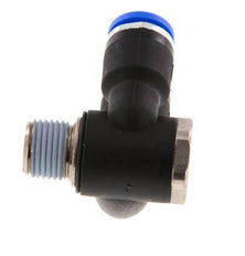 6mm x R1/8'' Doppeltes 90-Grad-Winkel-Steckfitting mit Außengewinde Messing/PA 66 NBR drehbar [2 Stück]
