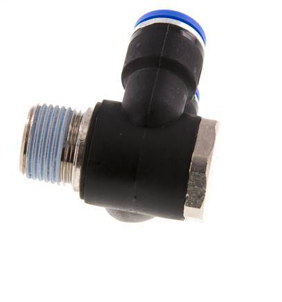 10mm x R3/8'' Double 90deg Elbow Push-in Fitting with Male Threads Brass/PA 66 NBR Rotatable