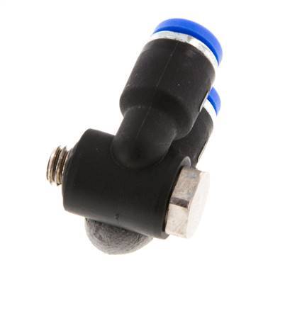 4mm x M 5 Doppeltes 90-Grad-Winkel-Steckfitting mit Außengewinde Messing/PA 66 NBR drehbar [2 Stück]