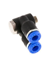 4mm x M 5 Doppeltes 90-Grad-Winkel-Steckfitting mit Außengewinde Messing/PA 66 NBR drehbar [2 Stück]