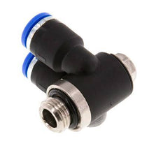 6mm x G1/8'' Doppeltes 90-Grad-Bogen-Steckfitting mit Außengewinde Messing/PA 66 NBR drehbar [2 Stück]