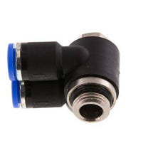 8mm x G1/4'' Doppeltes 90-Grad-Winkel-Steckfitting mit Außengewinde Messing/PA 66 NBR Drehbar