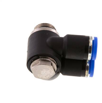 8mm x G1/4'' Doppeltes 90-Grad-Winkel-Steckfitting mit Außengewinde Messing/PA 66 NBR Drehbar