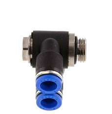 8mm x G1/4'' Doppeltes 90-Grad-Winkel-Steckfitting mit Außengewinde Messing/PA 66 NBR Drehbar