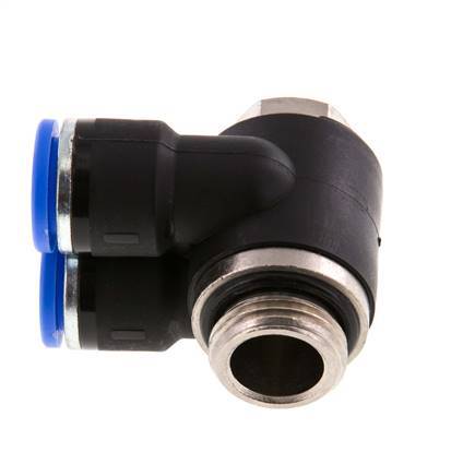 10mm x G3/8'' Double 90deg Elbow Push-in Fitting with Male Threads Brass/PA 66 NBR Rotatable