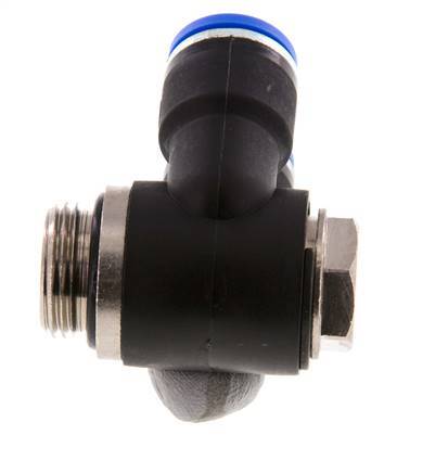 10mm x G3/8'' Doppeltes 90-Grad-Winkel-Steckfitting mit Außengewinde Messing/PA 66 NBR Drehbar
