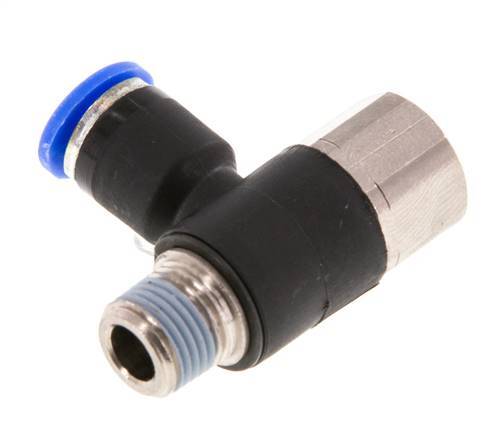 6mm x R1/8'' Winkel-Steckverschraubung mit Außen-Innengewinde Messing/PA 66 NBR drehbar [2 Stück]