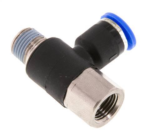 6mm x R1/8'' Winkel-Steckverschraubung mit Außen-Innengewinde Messing/PA 66 NBR drehbar [2 Stück]