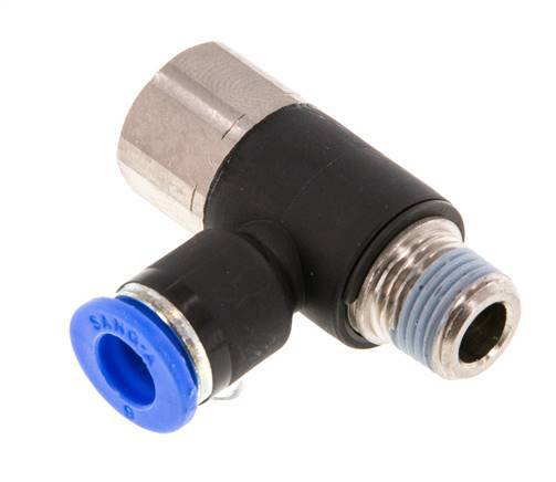 6mm x R1/8'' Winkel-Steckverschraubung mit Außen-Innengewinde Messing/PA 66 NBR drehbar [2 Stück]