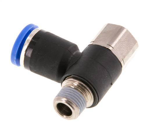 8mm x R1/8'' Winkel-Steckverschraubung mit Außen-Innengewinde Messing/PA 66 NBR drehbar [2 Stück]