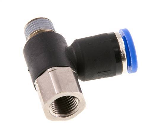 8mm x R1/8'' Winkel-Steckverschraubung mit Außen-Innengewinde Messing/PA 66 NBR drehbar [2 Stück]