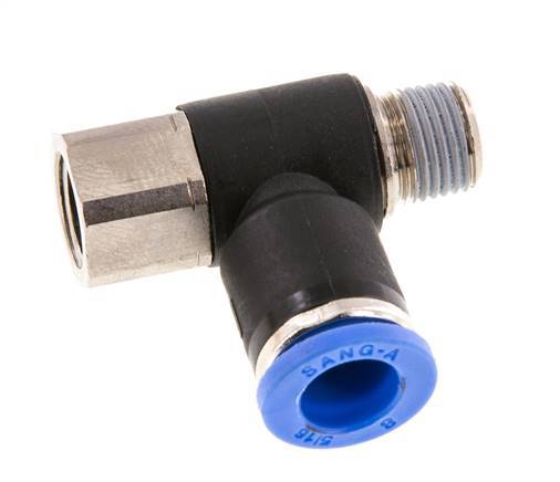 8mm x R1/8'' Winkel-Steckverschraubung mit Außen-Innengewinde Messing/PA 66 NBR drehbar [2 Stück]