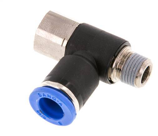 8mm x R1/8'' Winkel-Steckverschraubung mit Außen-Innengewinde Messing/PA 66 NBR drehbar [2 Stück]