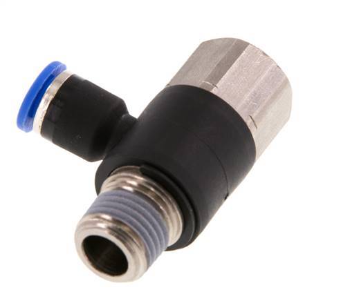 6mm x R1/4'' Winkel-Steckverschraubung mit Außen-Innengewinde Messing/PA 66 NBR drehbar [2 Stück]