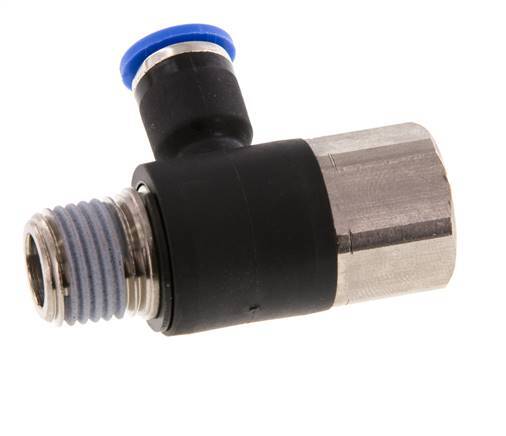 6mm x R1/4'' Winkel-Steckverschraubung mit Außen-Innengewinde Messing/PA 66 NBR drehbar [2 Stück]