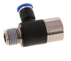 6mm x R1/4'' Winkel-Steckverschraubung mit Außen-Innengewinde Messing/PA 66 NBR drehbar [2 Stück]