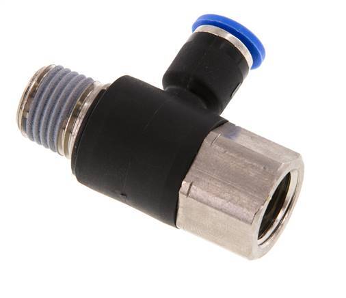 6mm x R1/4'' Winkel-Steckverschraubung mit Außen-Innengewinde Messing/PA 66 NBR drehbar [2 Stück]