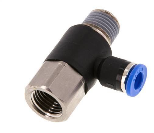 6mm x R1/4'' Winkel-Steckverschraubung mit Außen-Innengewinde Messing/PA 66 NBR drehbar [2 Stück]