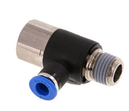 6mm x R1/4'' Winkel-Steckverschraubung mit Außen-Innengewinde Messing/PA 66 NBR drehbar [2 Stück]