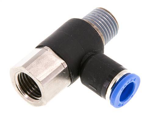 8mm x R1/4'' Winkel-Steckverschraubung mit Außen-Innengewinde Messing/PA 66 NBR drehbar [2 Stück]