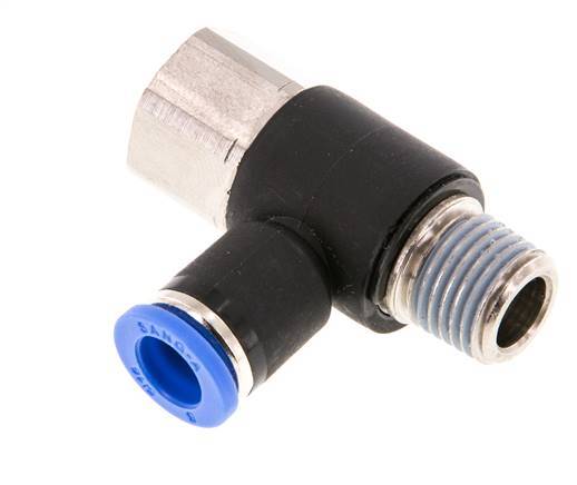 8mm x R1/4'' Winkel-Steckverschraubung mit Außen-Innengewinde Messing/PA 66 NBR drehbar [2 Stück]