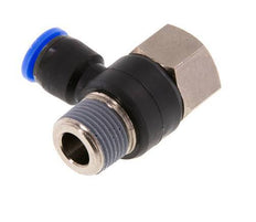 8mm x R3/8'' Elbow Push-in Fitting with Male-Female Threads Brass/PA 66 NBR Rotatable