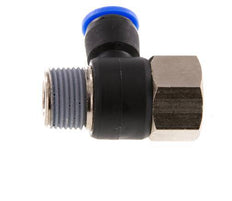 8mm x R3/8'' Elbow Push-in Fitting with Male-Female Threads Brass/PA 66 NBR Rotatable