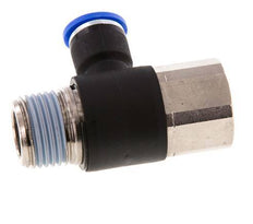 10mm x R1/2'' Elbow Push-in Fitting with Male-Female Threads Brass/PA 66 NBR Rotatable
